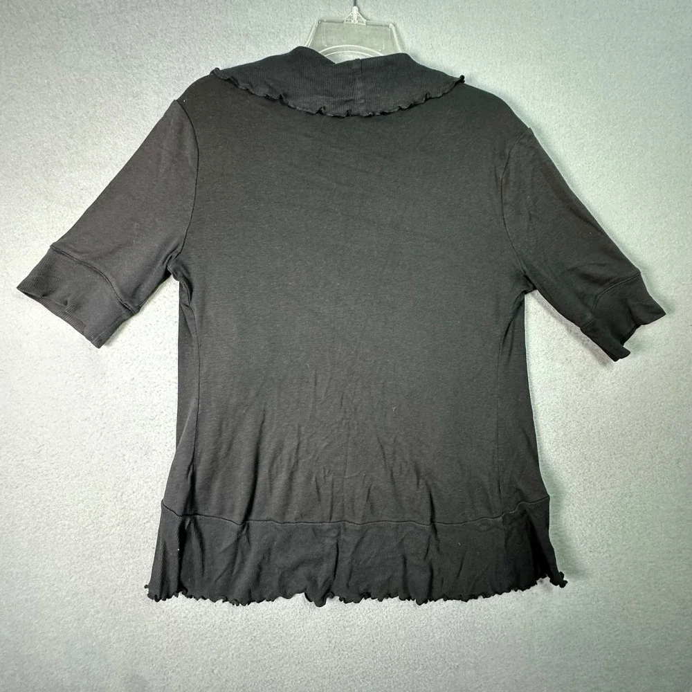 Express Black Ribbed‎ Lettuce Edge Open Front Cardigan Shawl Collar L Whimsigoth